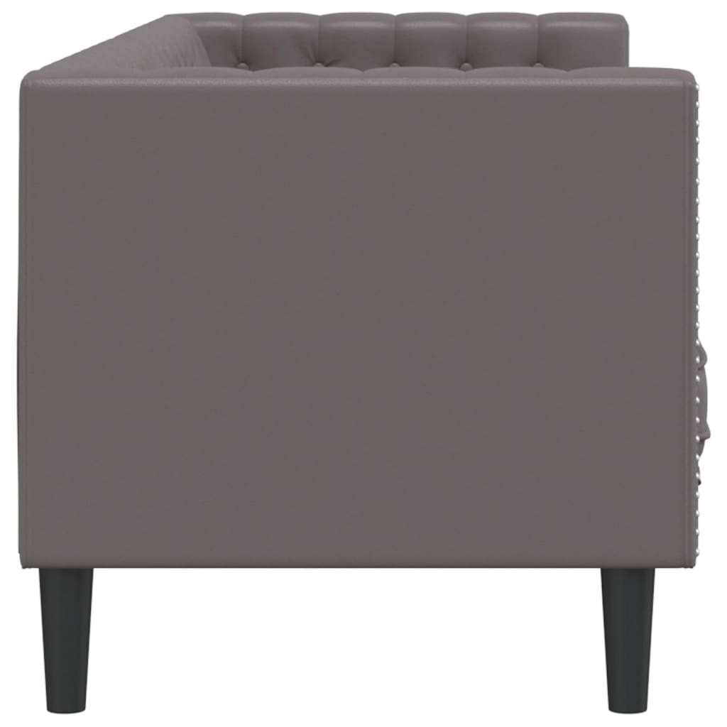 Canapé à 3 places Chesterfield gris similicuir - XIOS