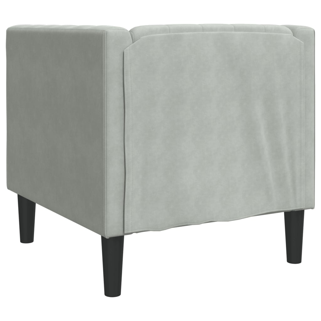 Fauteuil Chesterfield gris clair velours - XIOS
