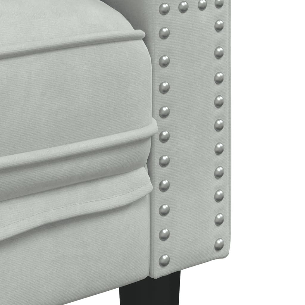 Fauteuil Chesterfield gris clair velours - XIOS