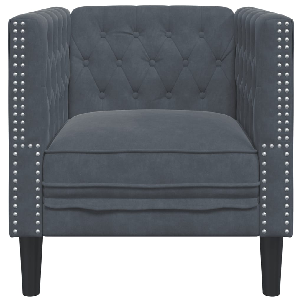 Fauteuil Chesterfield gris foncé velours - XIOS