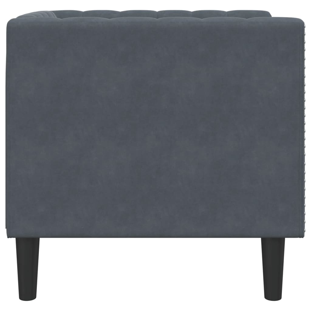 Fauteuil Chesterfield gris foncé velours - XIOS