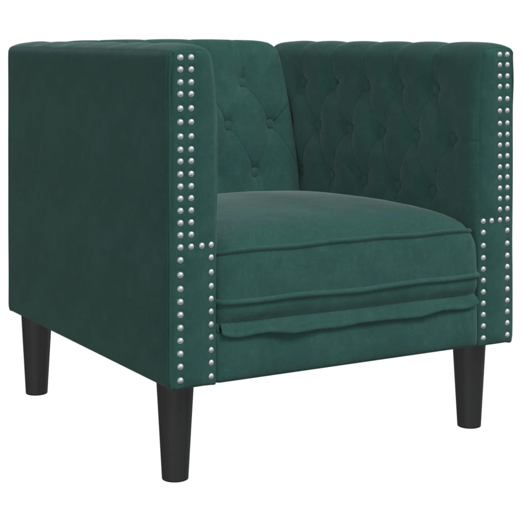 Fauteuil Chesterfield vert foncé velours - XIOS