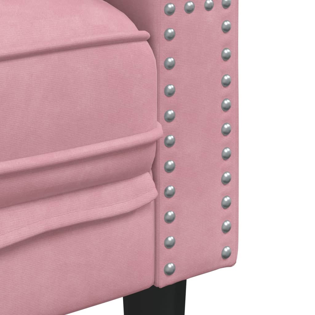 Fauteuil Chesterfield rose velours - XIOS
