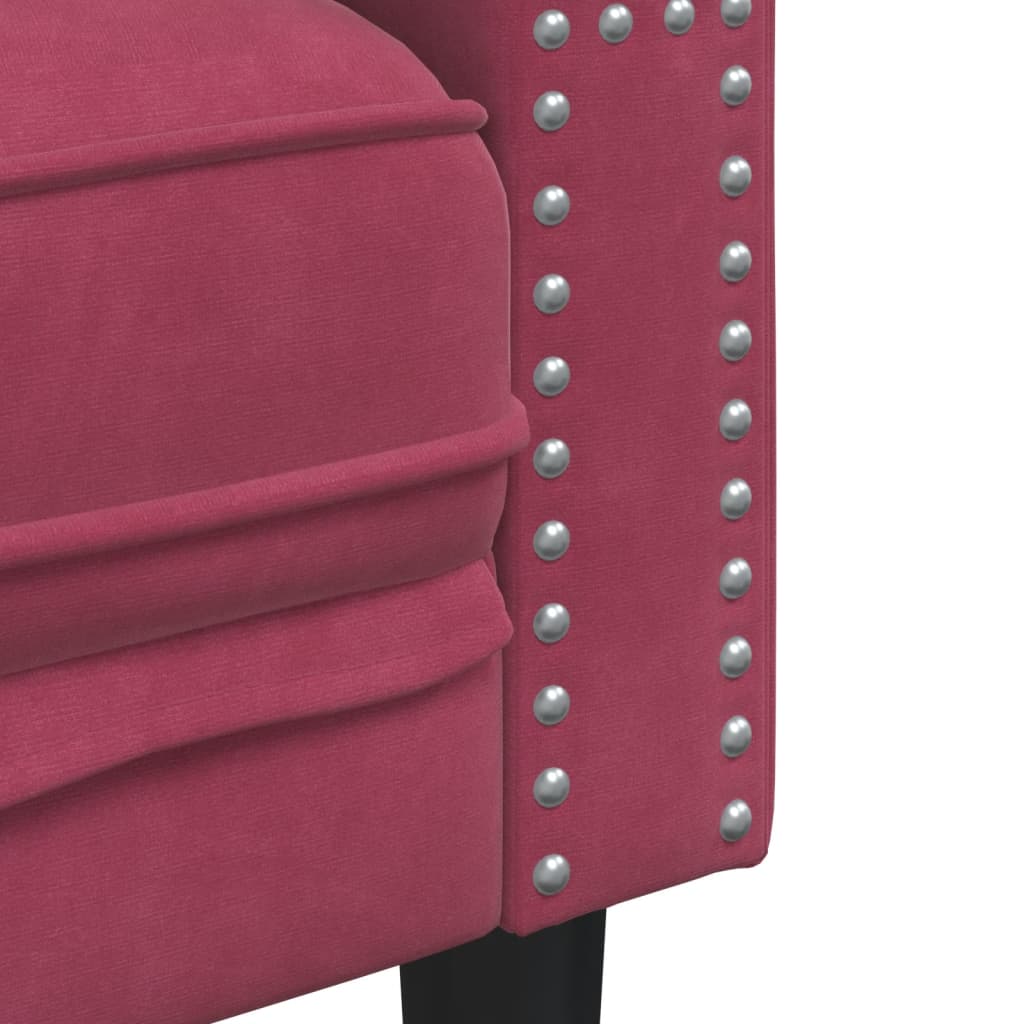 Fauteuil Chesterfield rouge bordeaux velours - XIOS