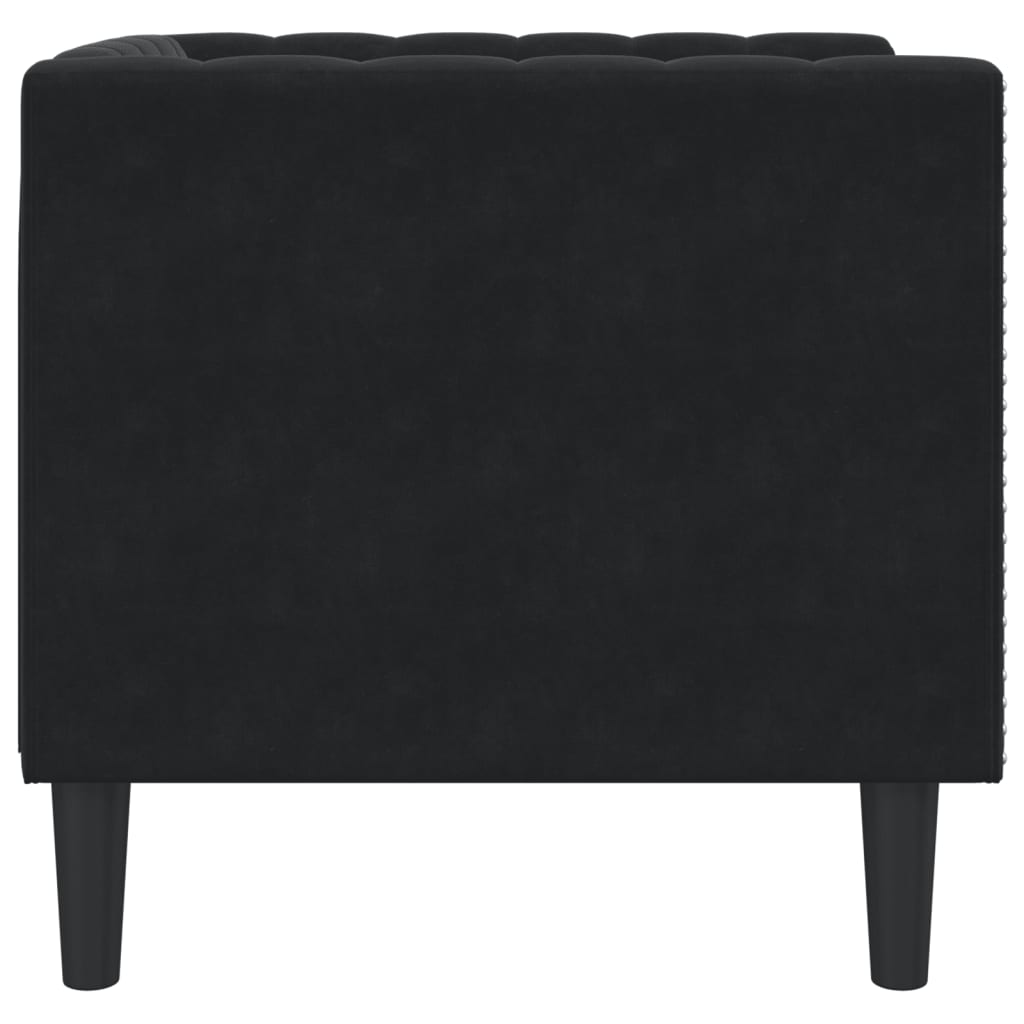 Fauteuil Chesterfield noir velours - XIOS