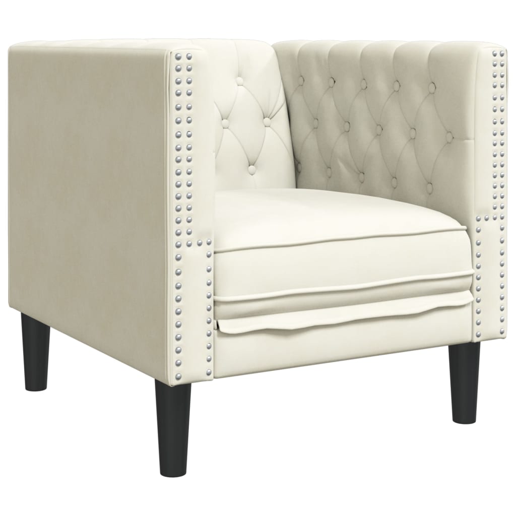 Fauteuil Chesterfield crème velours - XIOS