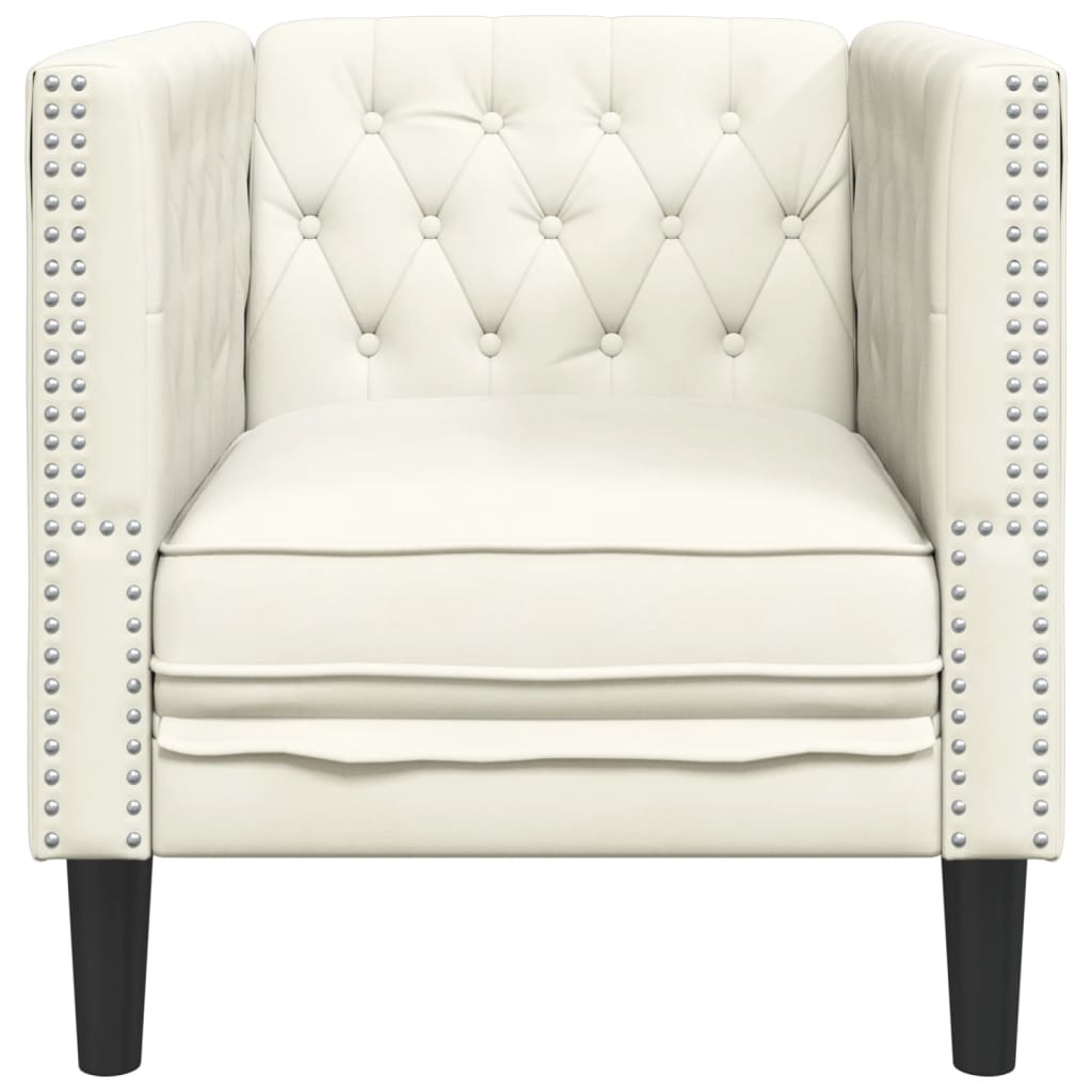 Fauteuil Chesterfield crème velours - XIOS