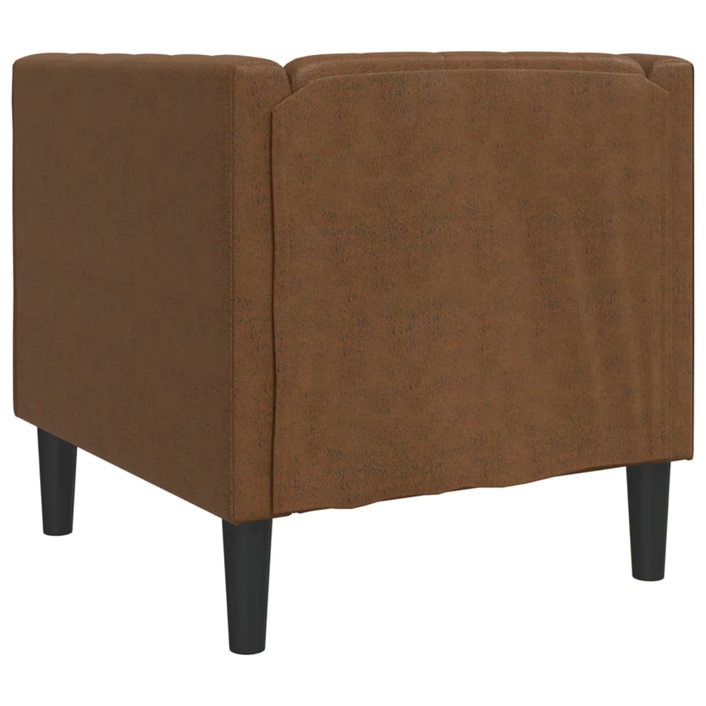 Fauteuil Chesterfield marron similicuir daim - XIOS