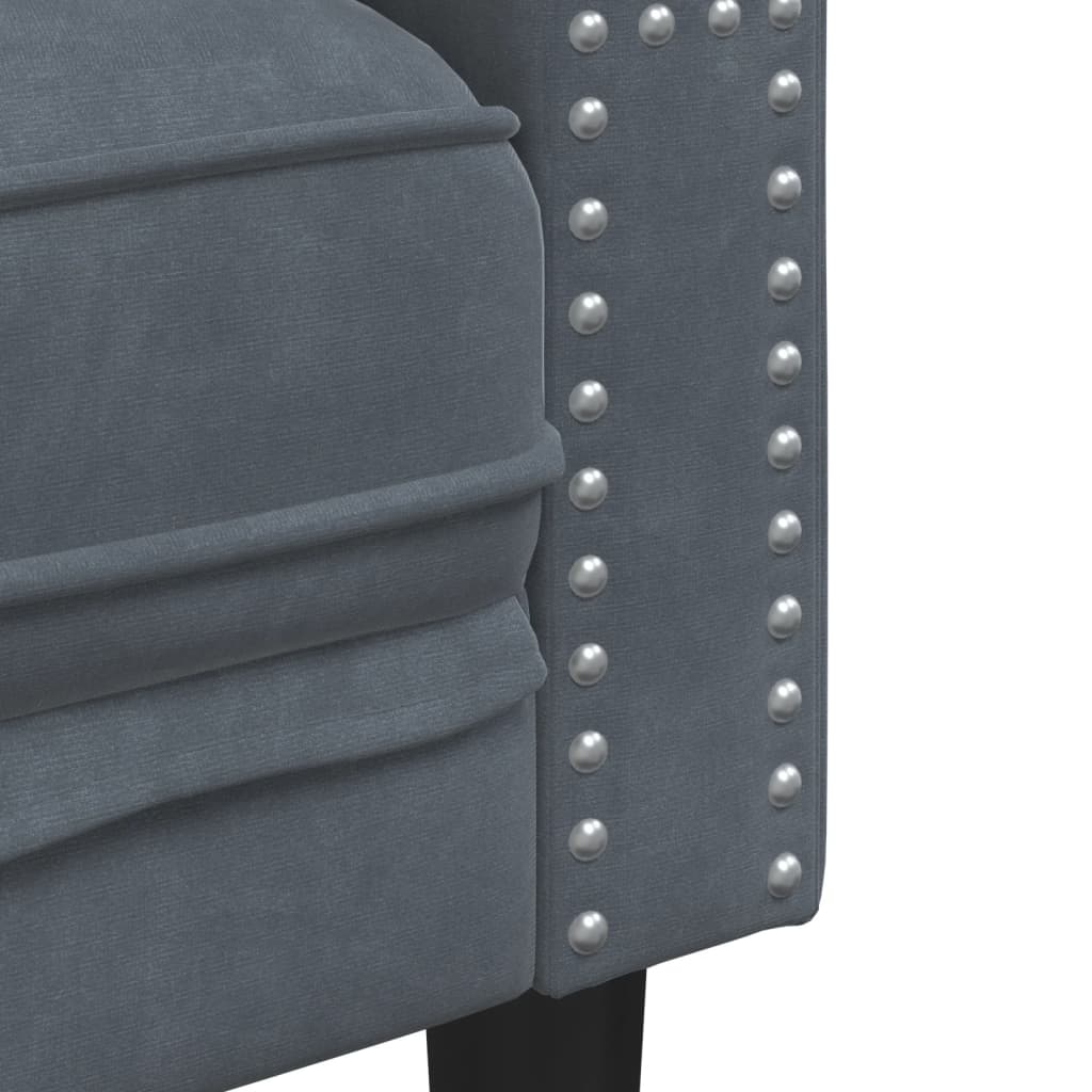 Canapé Chesterfield avec traversins 2 places gris foncé velours - XIOS