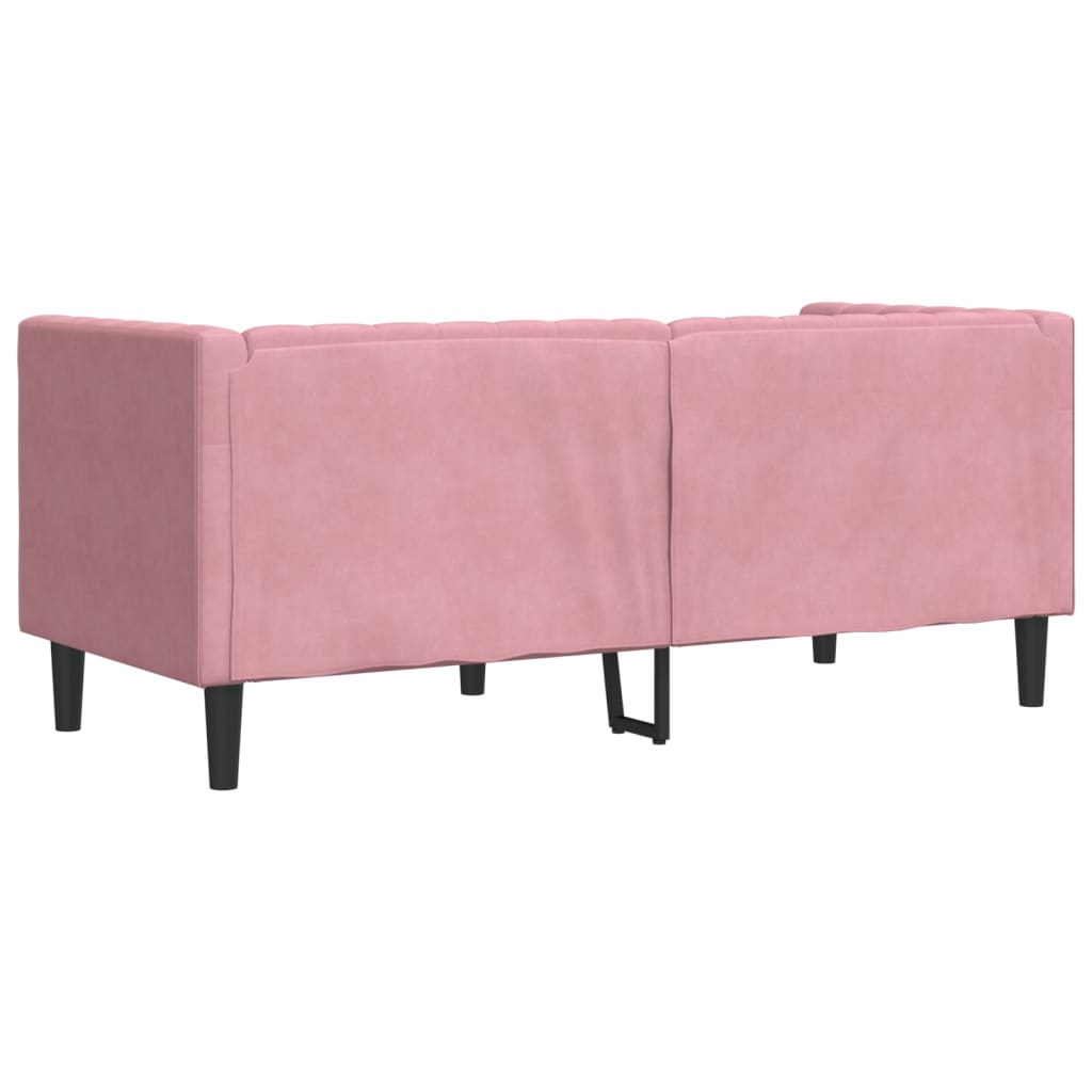 Canapé Chesterfield avec traversins 2 places rose velours - XIOS