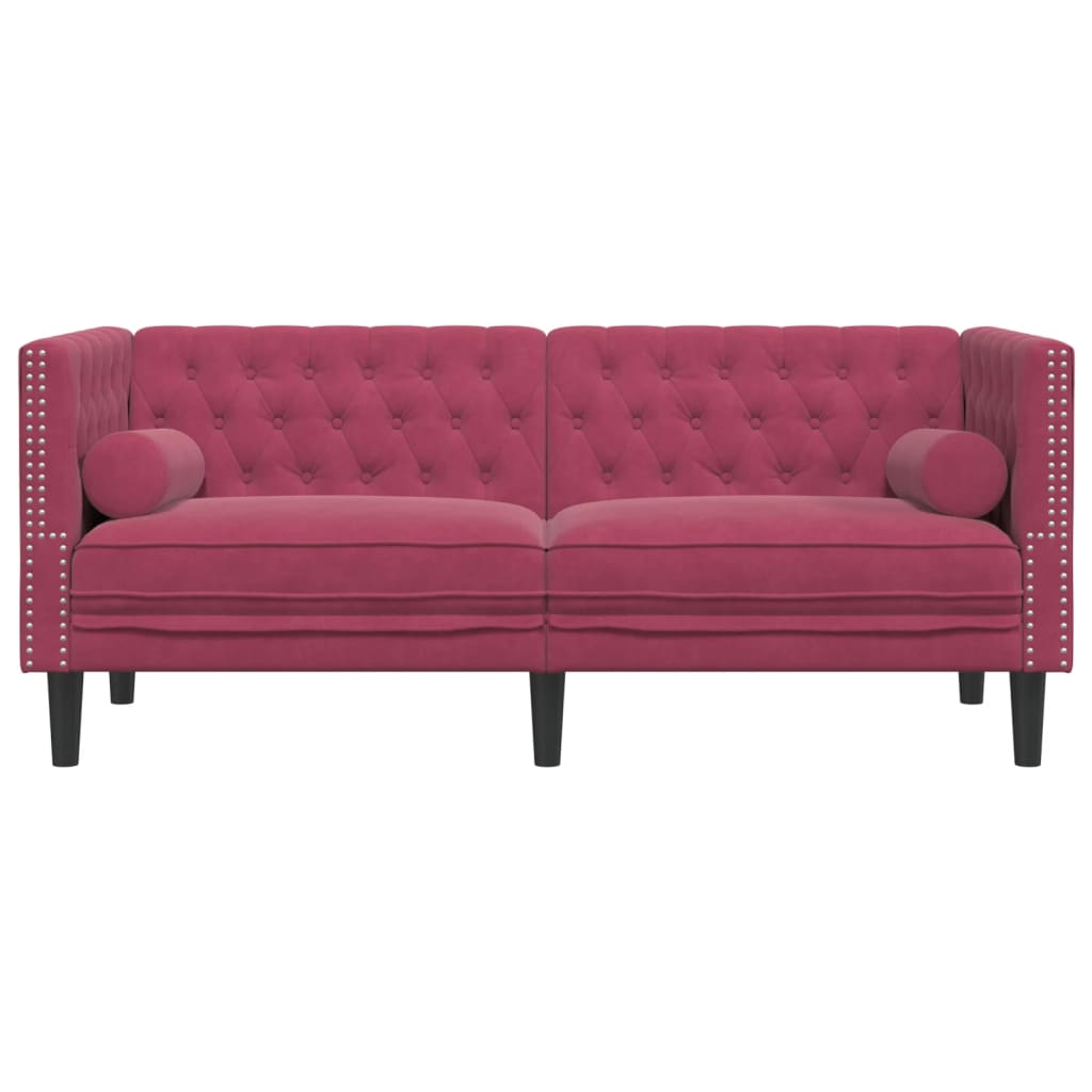 Canapé Chesterfield avec traversins 2 places velours - XIOS