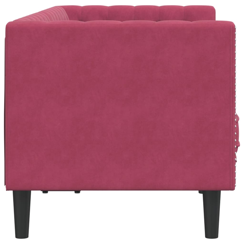 Canapé Chesterfield avec traversins 2 places velours - XIOS