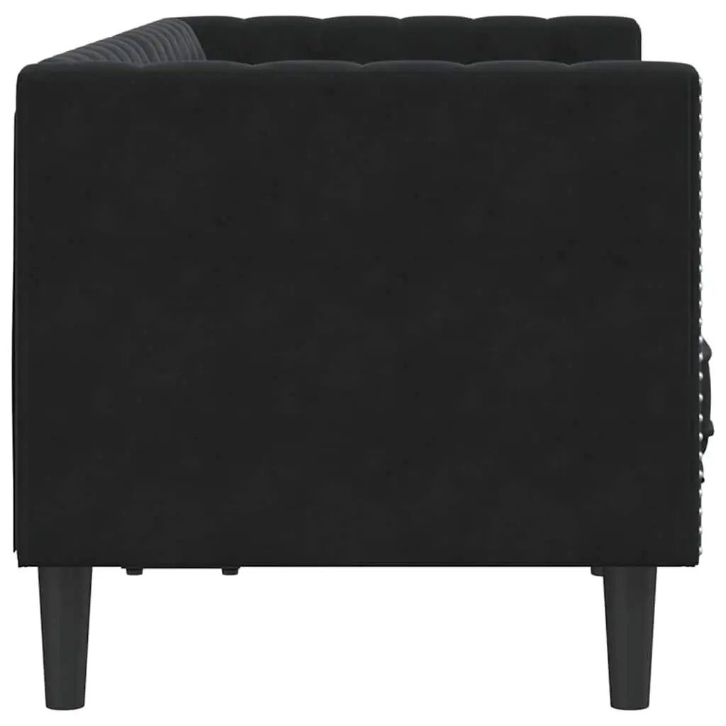 Canapé Chesterfield avec traversins 2 places noir velours - XIOS
