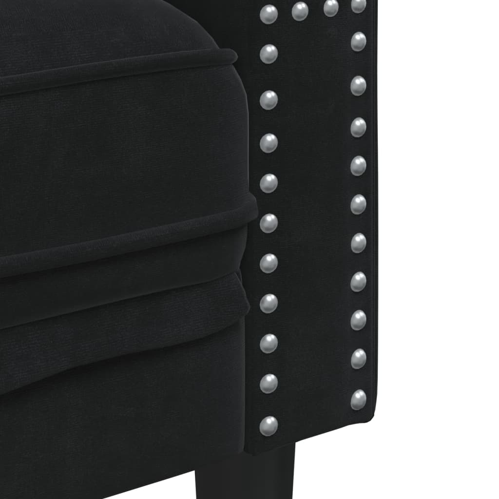 Canapé Chesterfield avec traversins 2 places noir velours - XIOS