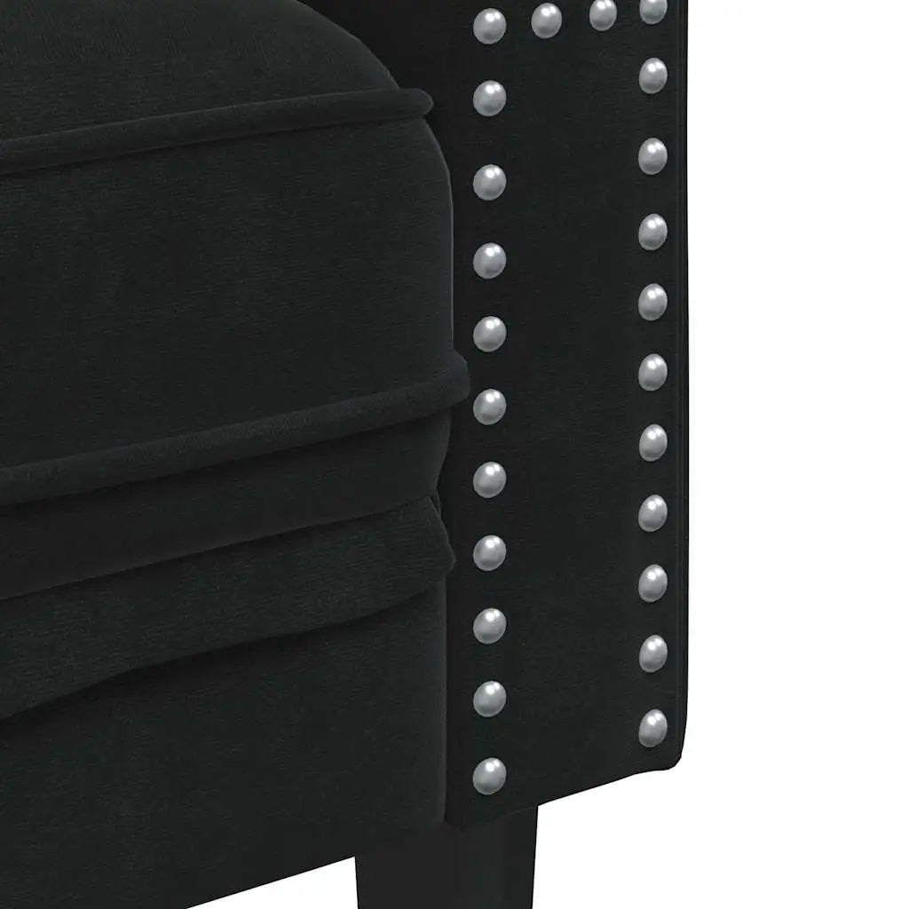 Canapé Chesterfield avec traversins 2 places noir velours - XIOS