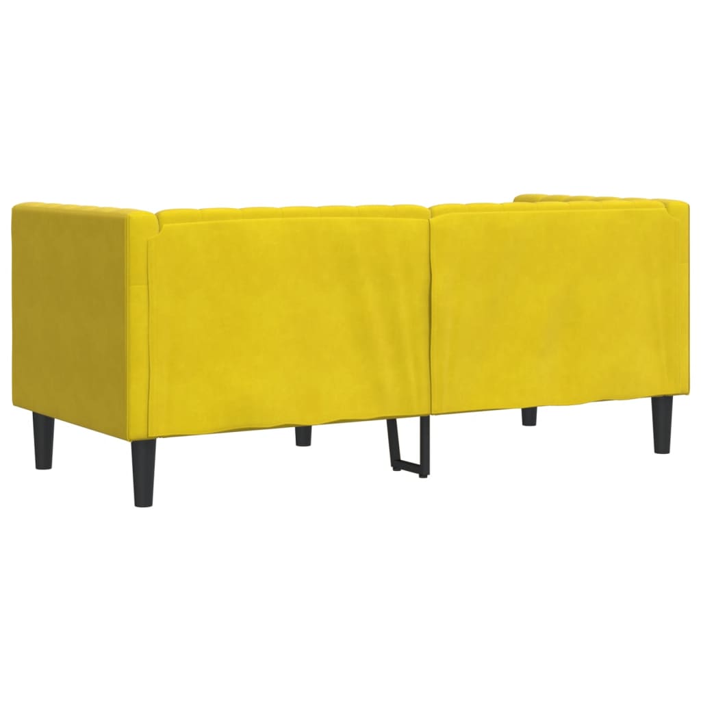 Canapé Chesterfield avec traversins 2 places jaune velours - XIOS