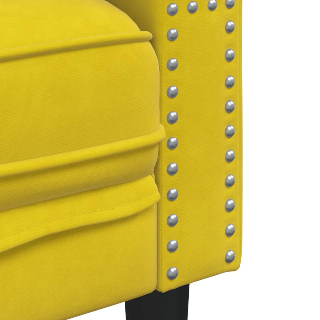 Canapé Chesterfield avec traversins 2 places jaune velours - XIOS