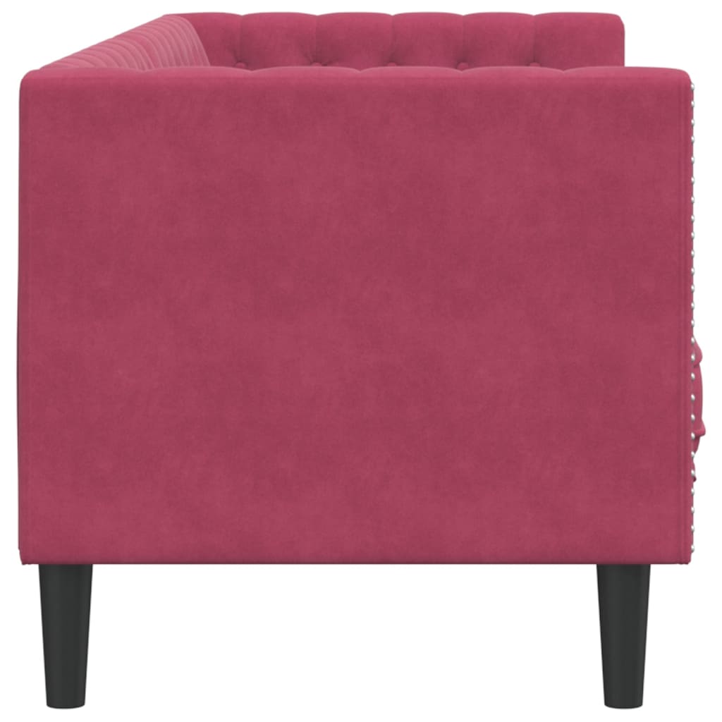 Canapé Chesterfield avec traversins 3 places velours - XIOS