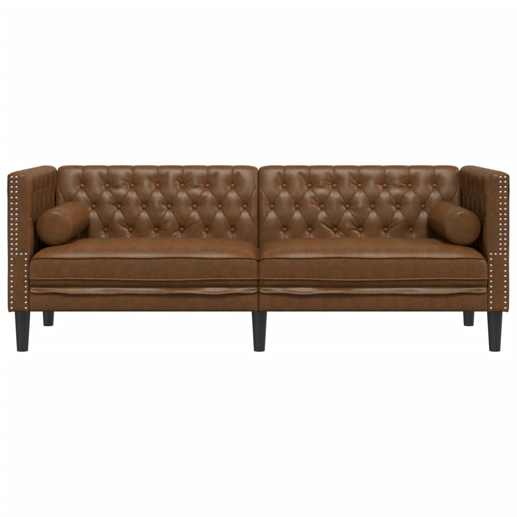 Canapé Chesterfield avec traversins 3 places similicuir daim - XIOS