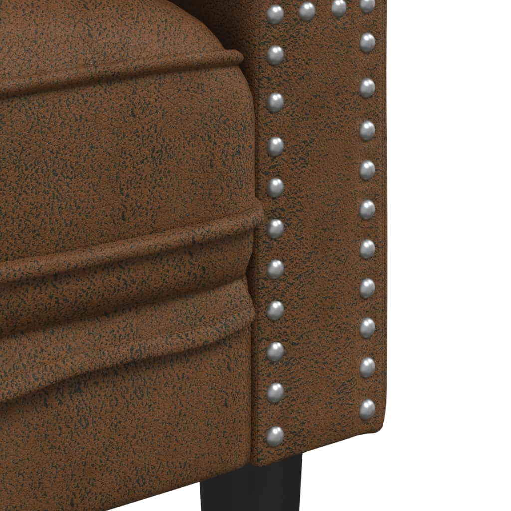 Canapé Chesterfield avec traversins 3 places similicuir daim - XIOS