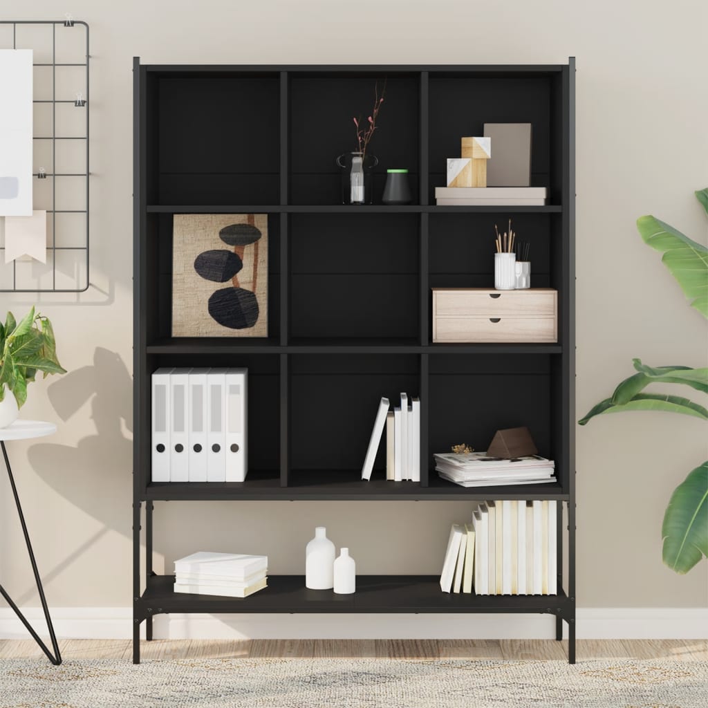 Bibliothèque noir 102x30x141,5 cm bois d'ingénierie - XIOS
