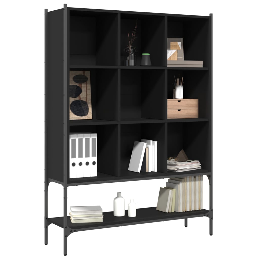 Bibliothèque noir 102x30x141,5 cm bois d'ingénierie - XIOS