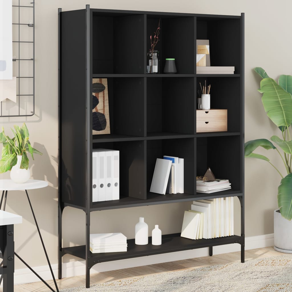 Bibliothèque noir 102x30x141,5 cm bois d'ingénierie - XIOS