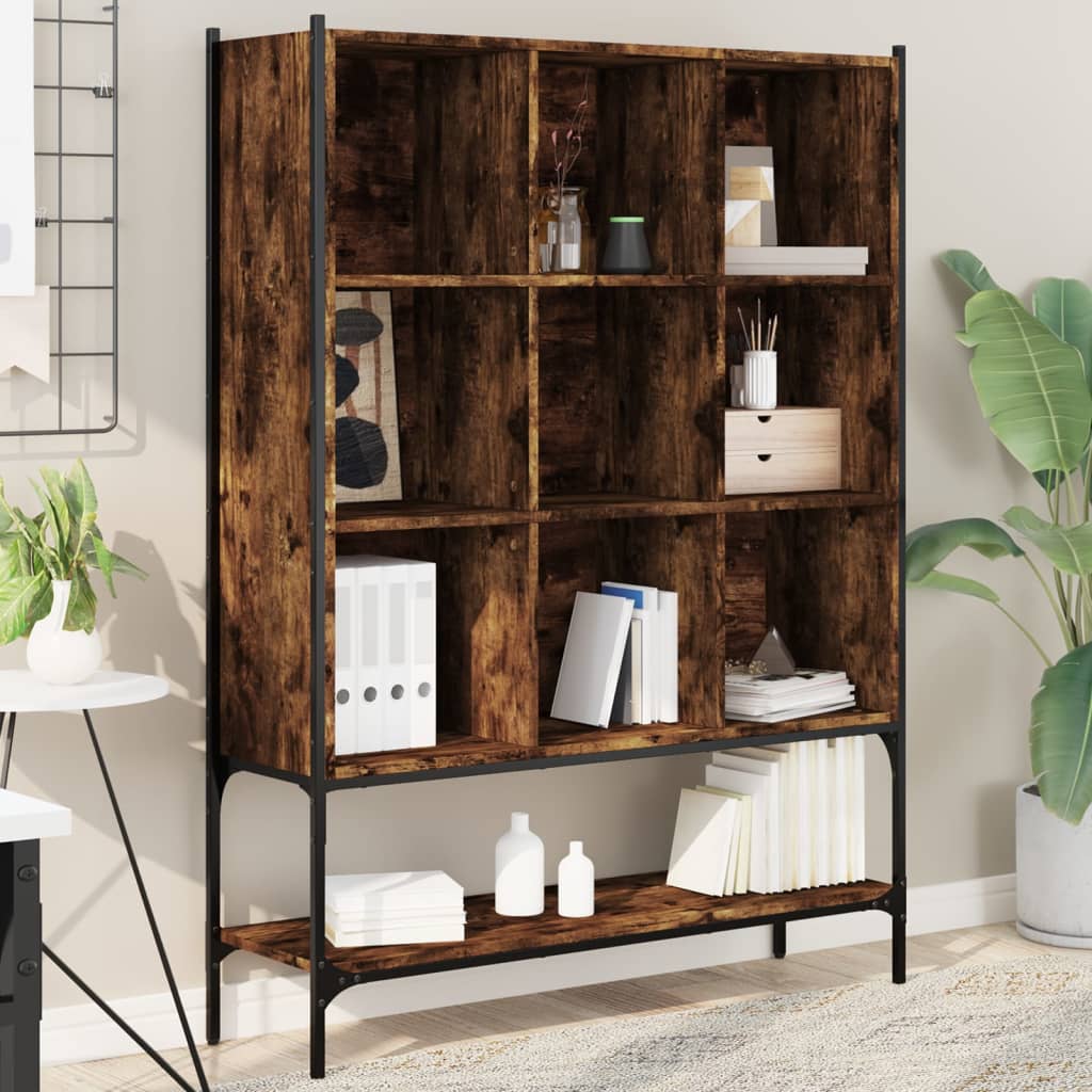 Bibliothèque chêne fumé 102x30x141,5 cm bois d'ingénierie - XIOS