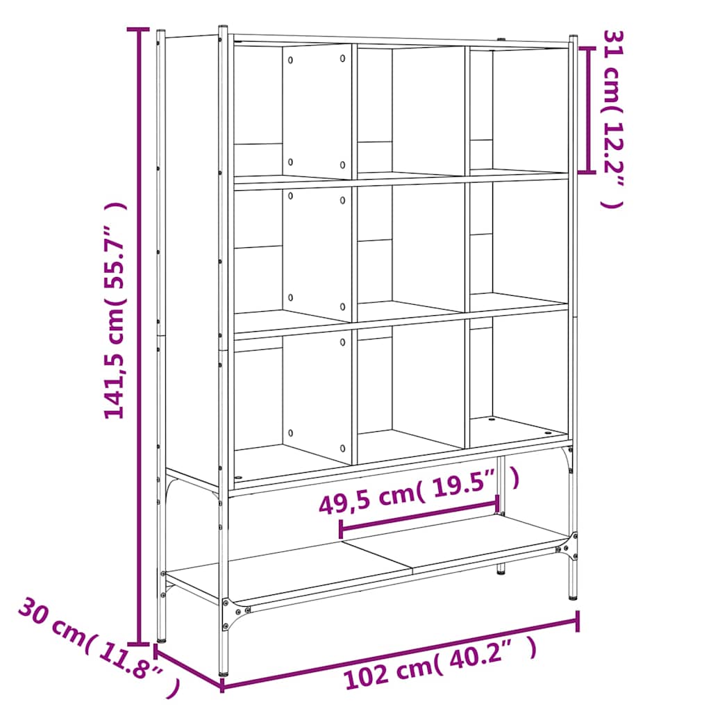 Bibliothèque chêne marron 102x30x141,5 cm bois d'ingénierie - XIOS