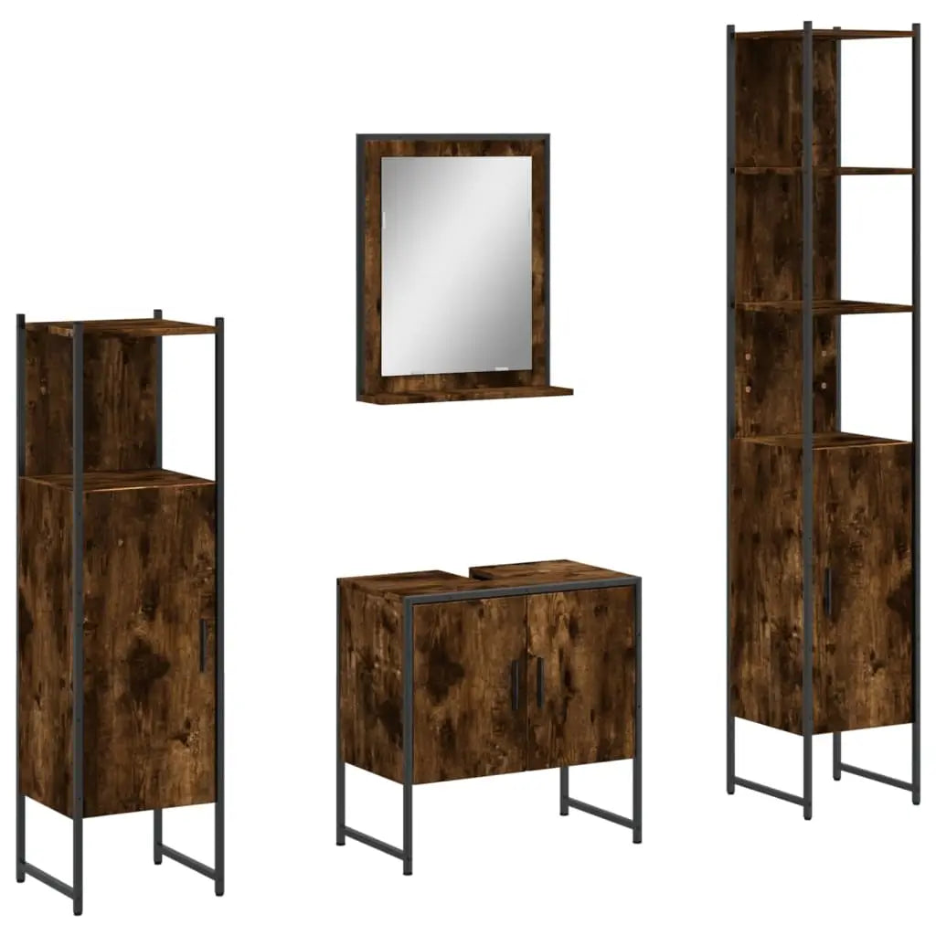 Ensemble d’armoires de salle de bain 4 pcs chêne fumé - XIOS