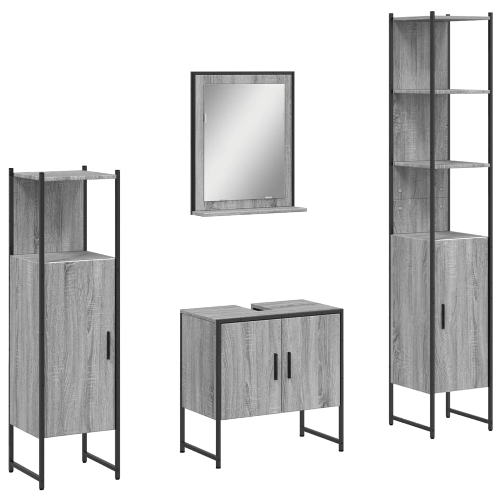 Ensemble d'armoires de salle de bain 4 pcs sonoma gris