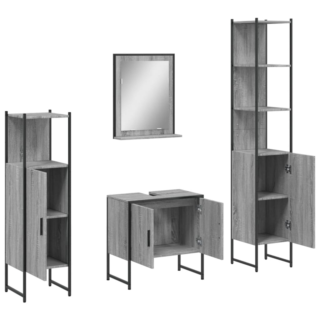 Ensemble d'armoires de salle de bain 4 pcs sonoma gris