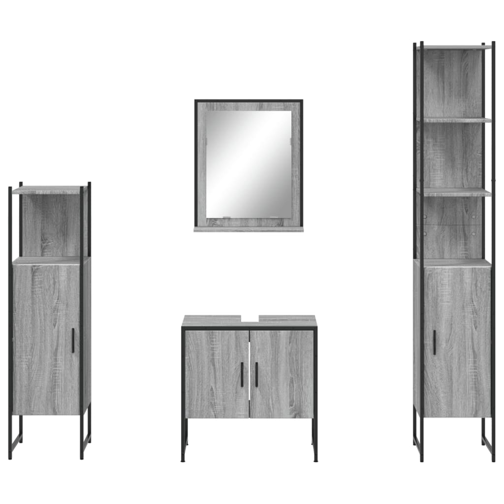 Ensemble d'armoires de salle de bain 4 pcs sonoma gris