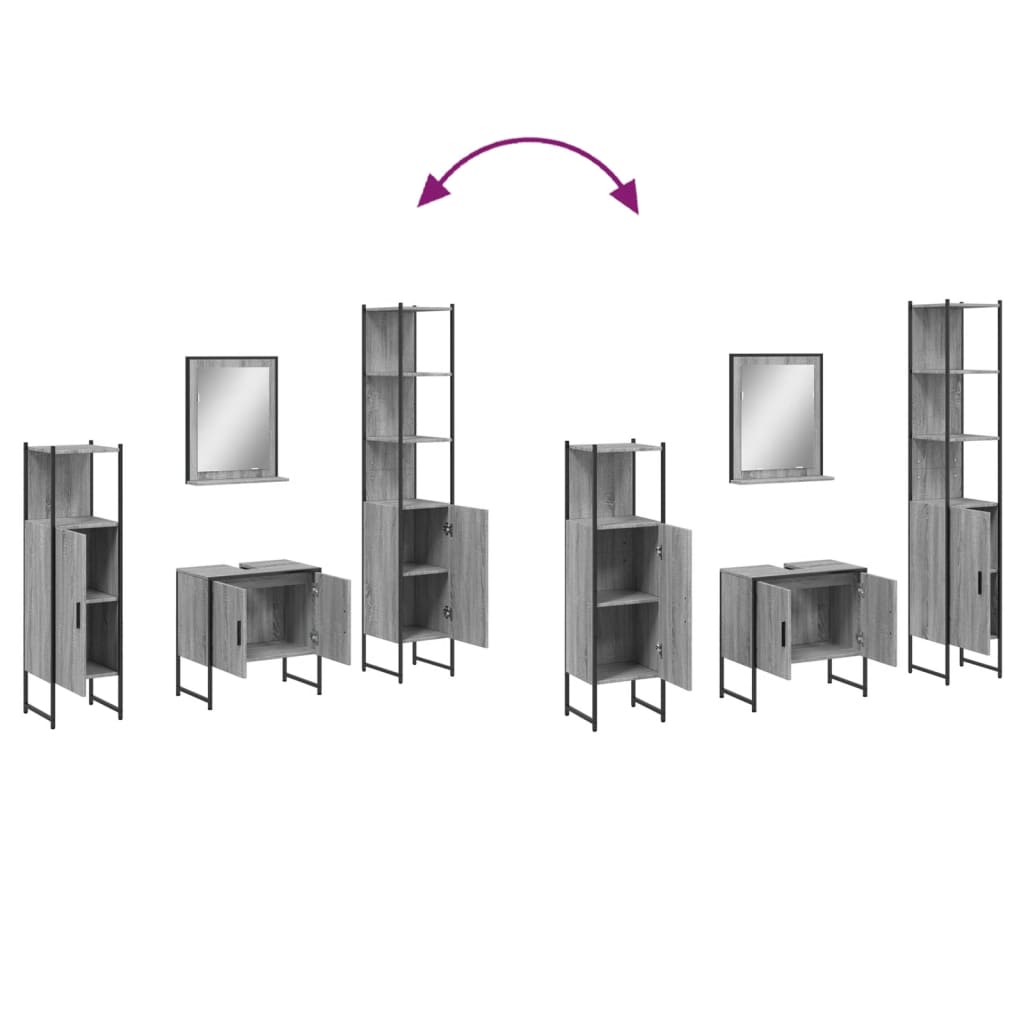 Ensemble d'armoires de salle de bain 4 pcs sonoma gris