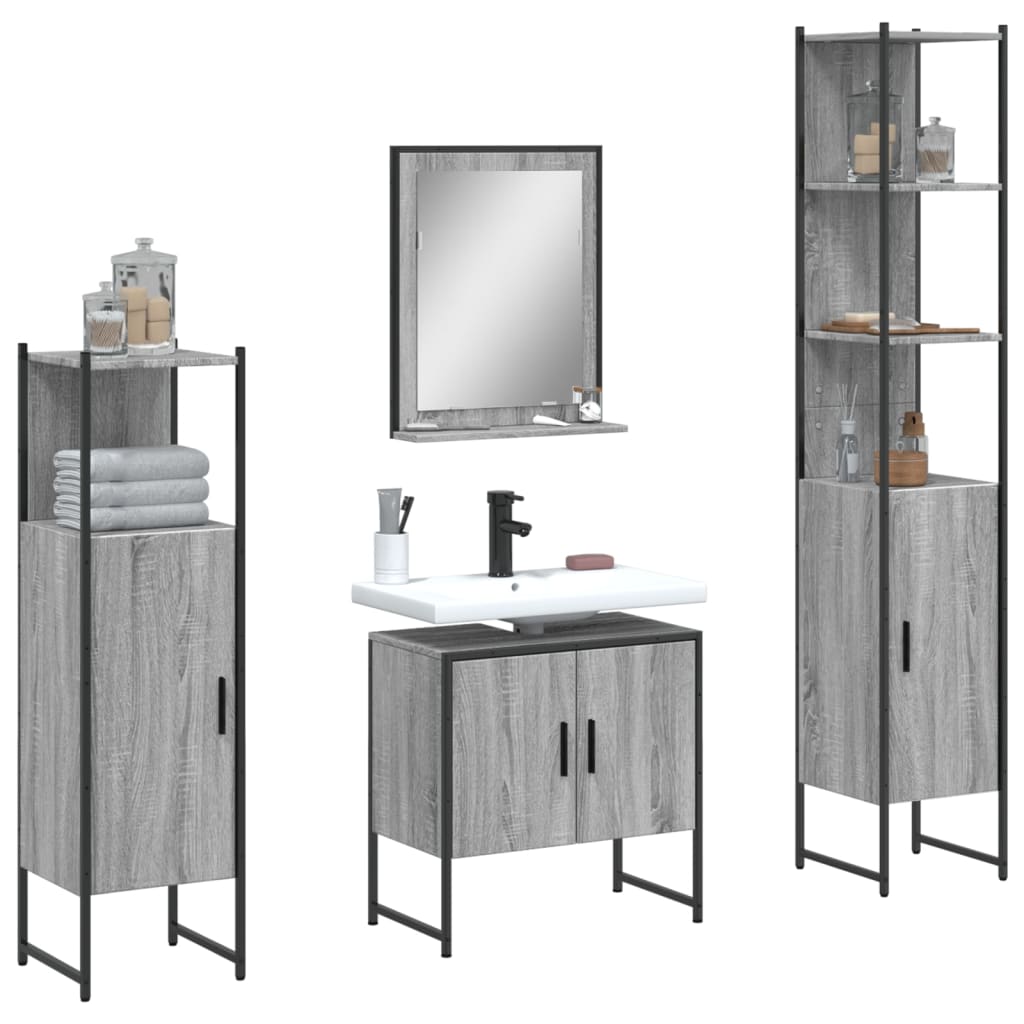Ensemble d'armoires de salle de bain 4 pcs sonoma gris