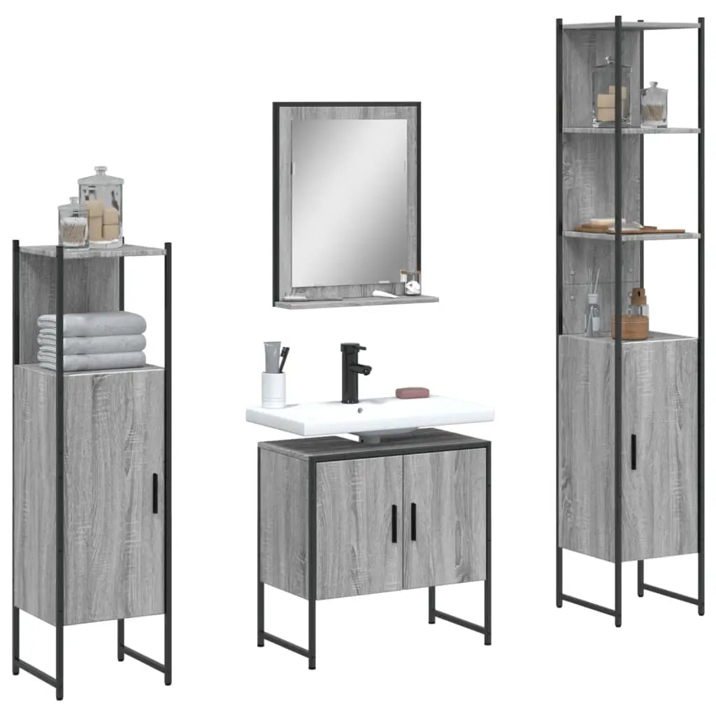 Ensemble d’armoires de salle de bain 4 pcs sonoma gris - XIOS