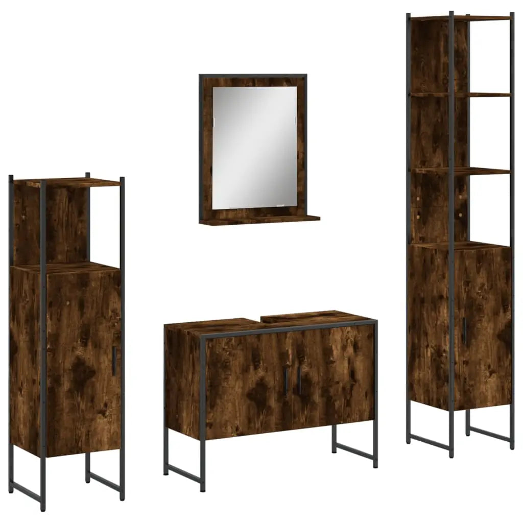 Ensemble d’armoires de salle de bain 4 pcs chêne fumé - XIOS