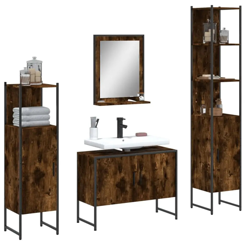 Ensemble d’armoires de salle de bain 4 pcs chêne fumé - XIOS