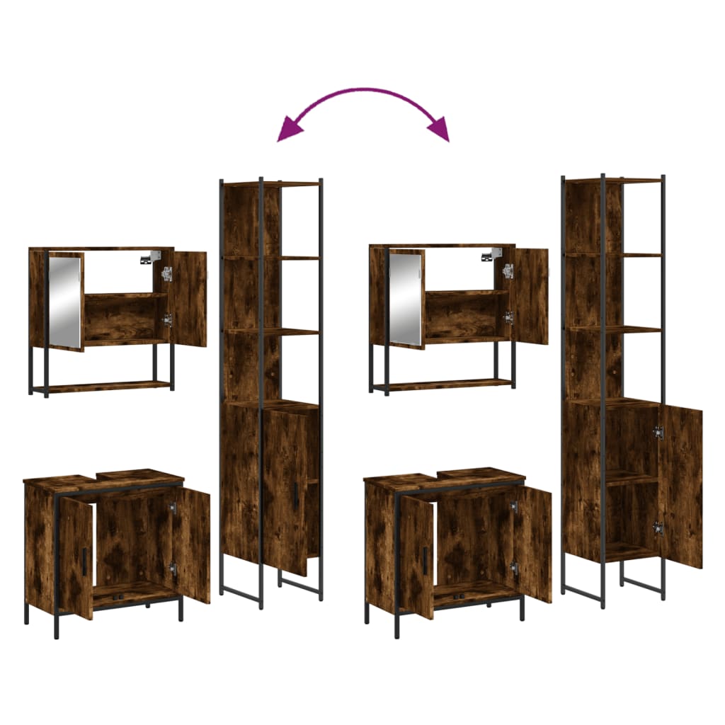 Ensemble de meubles de salle de bain 3 pcs Chêne fumé