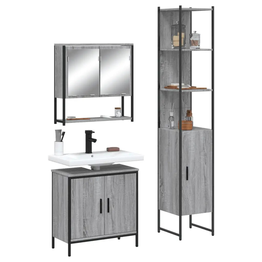 Ensemble de meubles de salle de bain 3 pcs Sonoma gris - XIOS