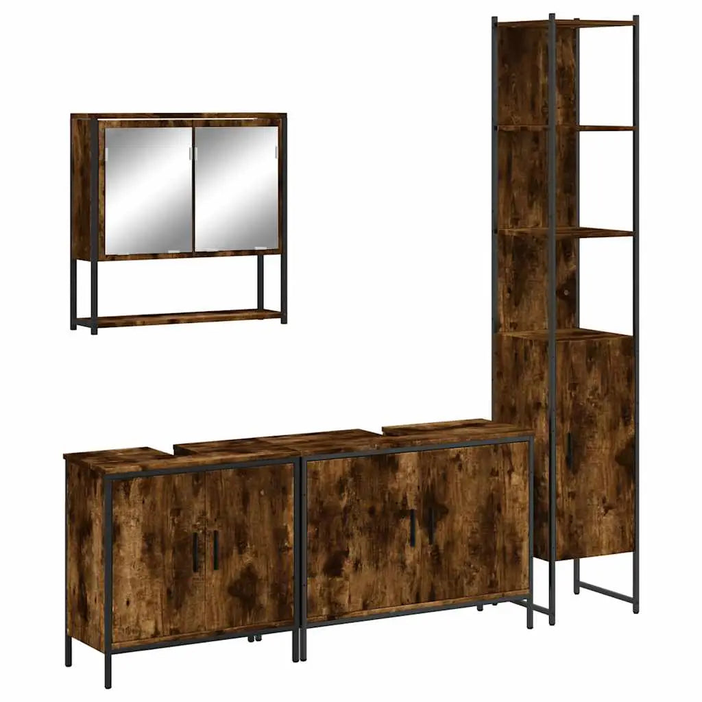 Ensemble de meubles de salle de bain 4 pcs Chêne fumé Bois - XIOS