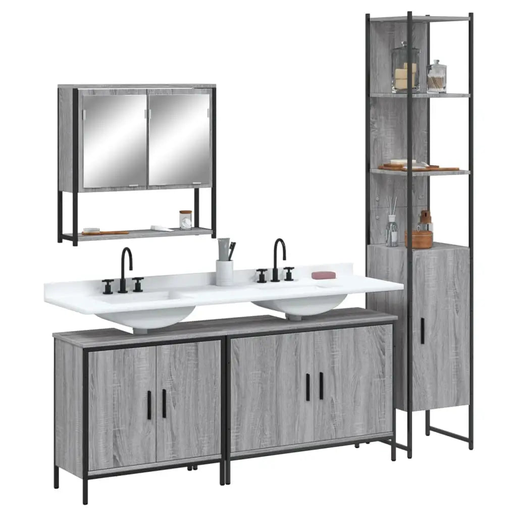 Ensemble de meubles de salle de bain 4 pcs Sonoma gris - XIOS