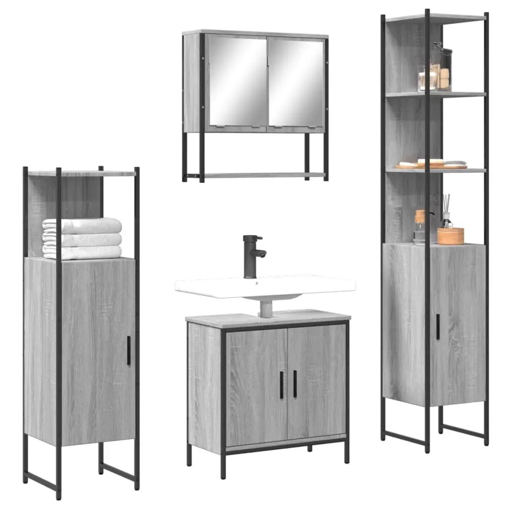 Ensemble de meubles de salle de bain 4 pcs Sonoma gris - XIOS