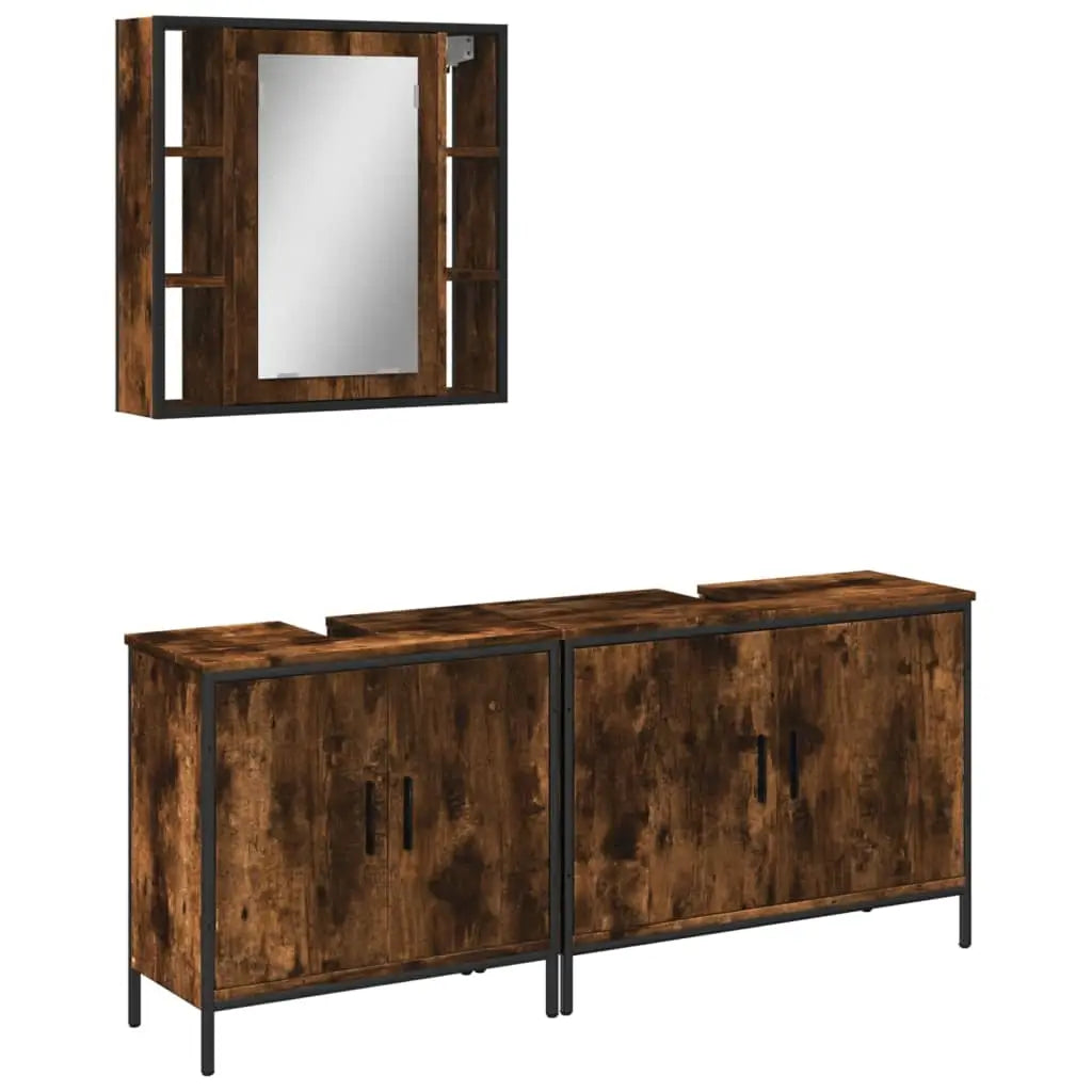Ensemble d’armoires de salle de bain 3 pcs chêne fumé - XIOS
