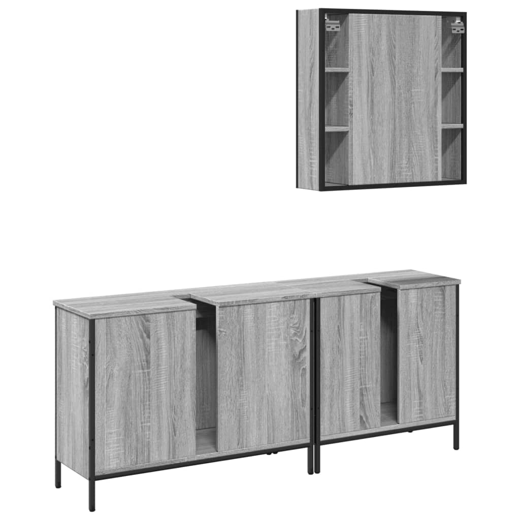 Ensemble d'armoires de salle de bain 3 pcs sonoma gris