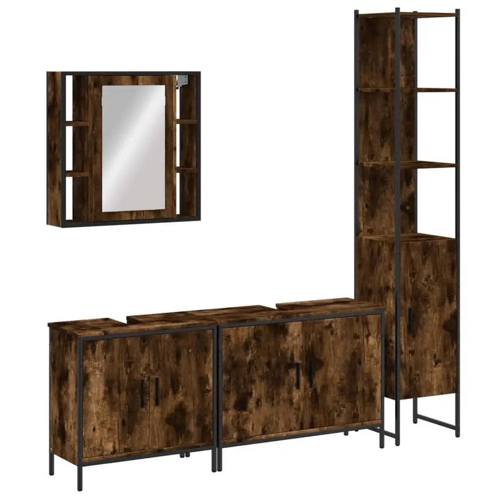 Ensemble d’armoires de salle de bain 4 pcs chêne fumé - XIOS
