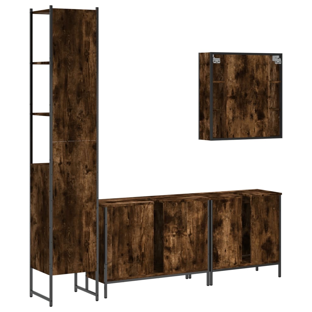 Ensemble d'armoires de salle de bain 4 pcs chêne fumé