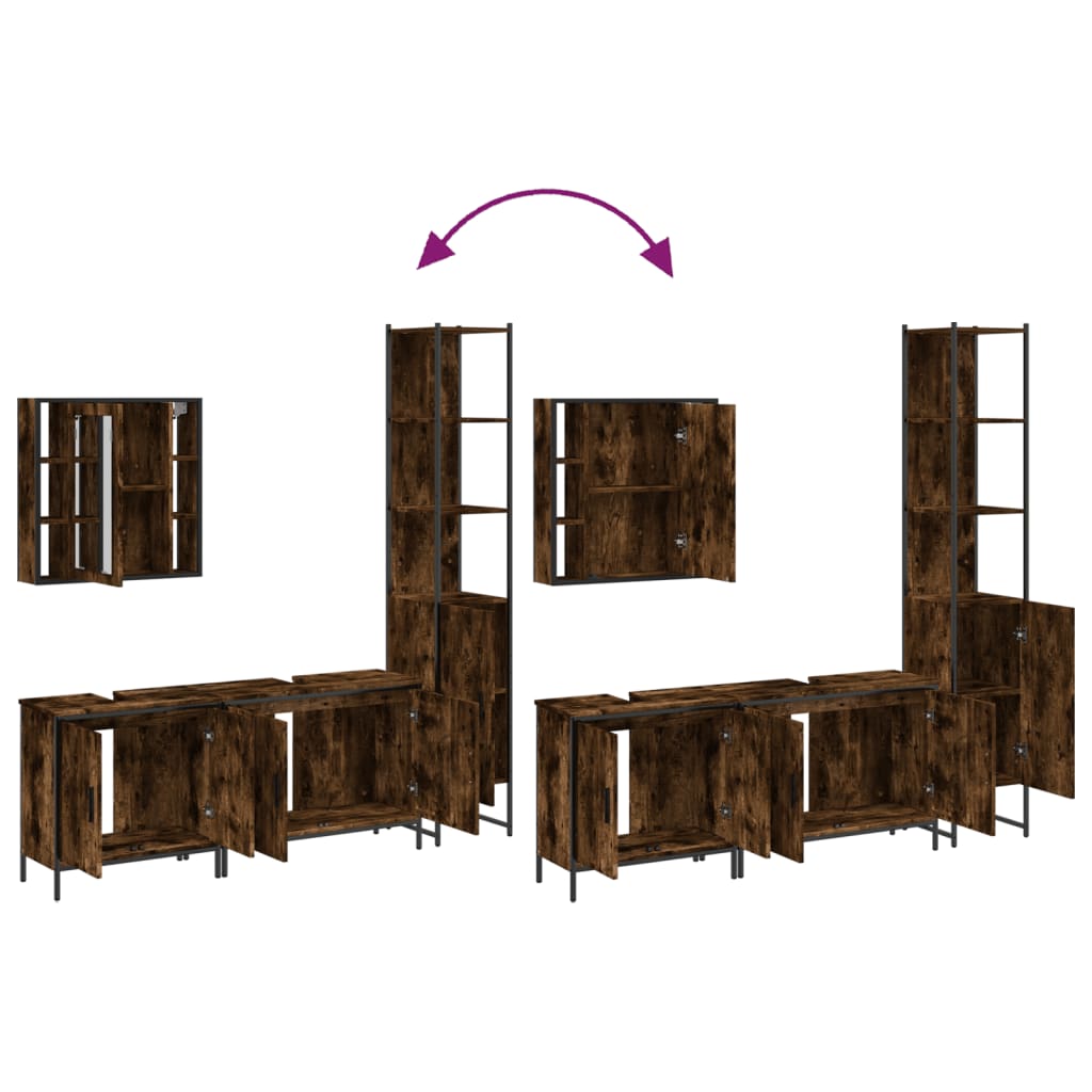 Ensemble d'armoires de salle de bain 4 pcs chêne fumé