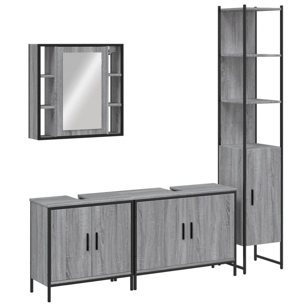 Ensemble d'armoires de salle de bain 4 pcs sonoma gris