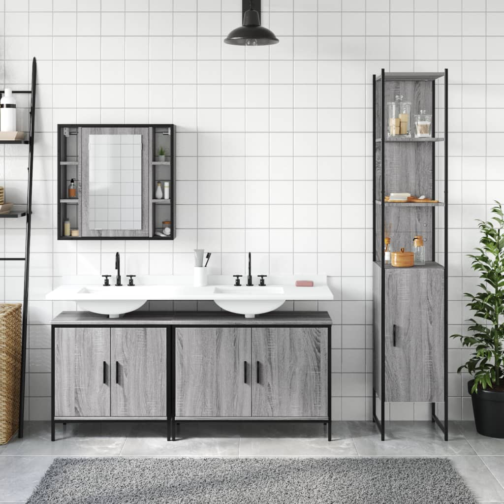Ensemble d'armoires de salle de bain 4 pcs sonoma gris